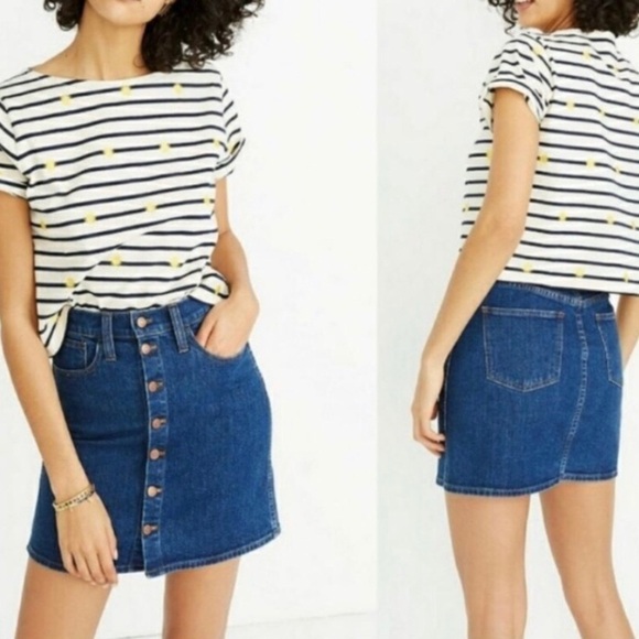 Madewell Stretch Denim Straight Mini Skirt Size 24 - Picture 3 of 11